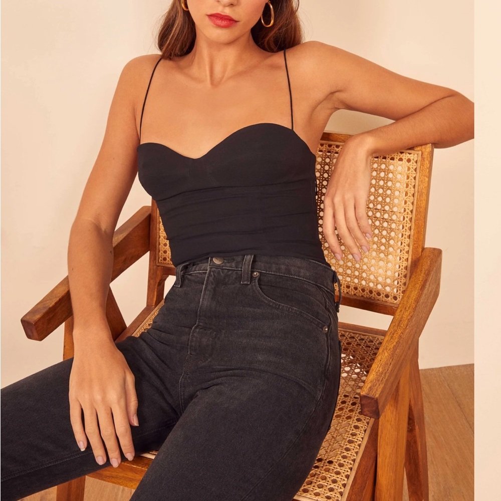 Reformation Liza top. Black. Size 10. New without tags, never worn.